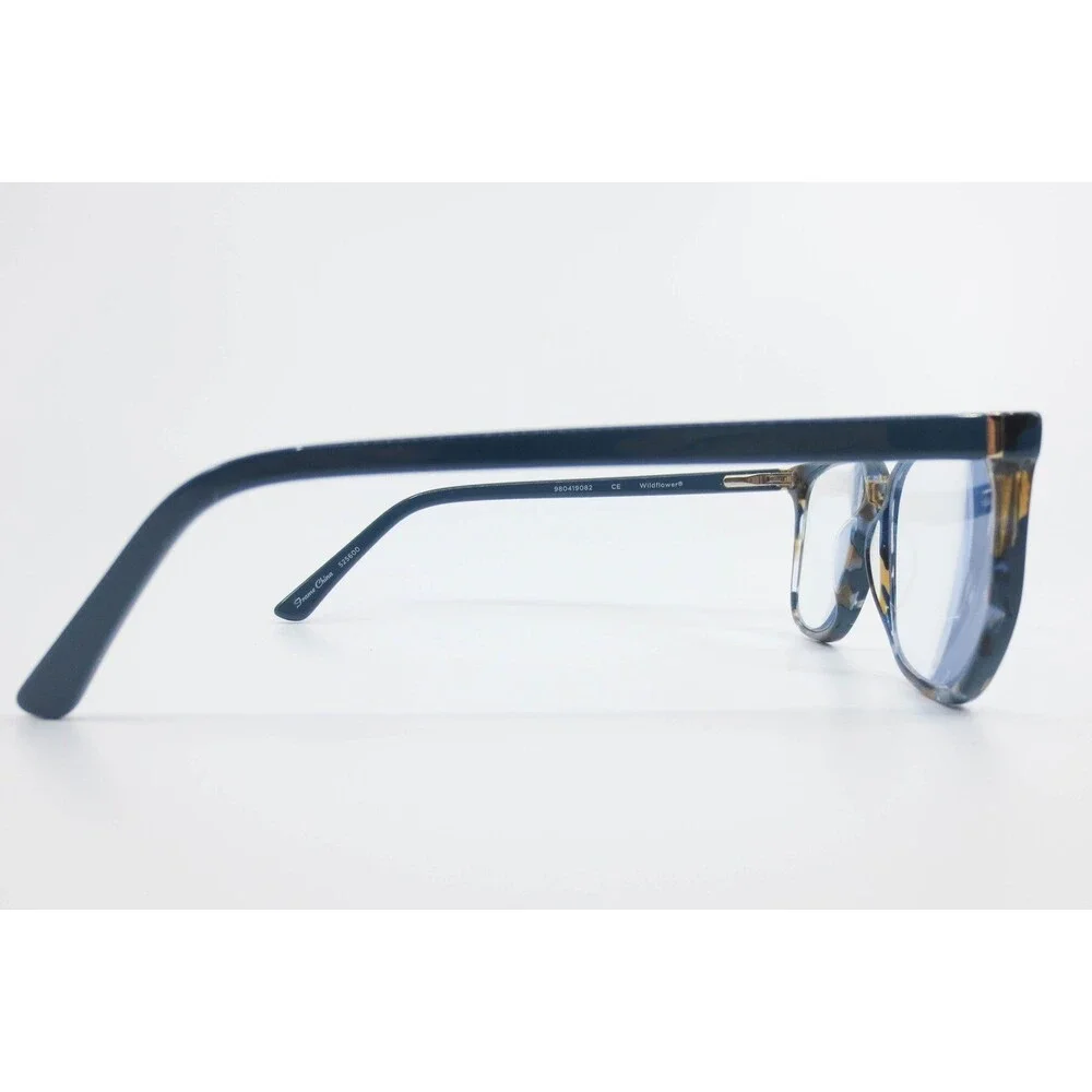 Wildflower 1012 BLU Eyeglass Frames Blue Tortoise Rectangular 53-16-135